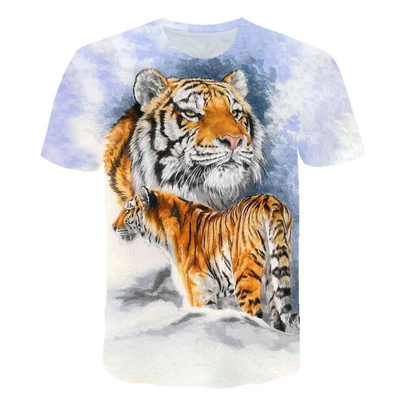 Yeni Hayvan Kedi Kaplan Kurt T Shirt Erkek Kadın Çocuk Harajuku 3D Baskılı T-Shirt Yaz Streetwear Kısa Kollu Tees Tops Giyim