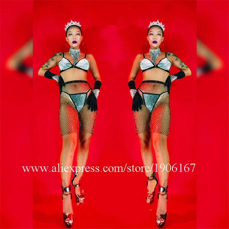 Yeni Seksi Bayan Parti Akşam Dans Takımı Elbise Taç Podyum Modeli Gösterisi Balo Salonu Kostüm Noel Cadılar Bayramı DS DJ Bar Takım Elbise