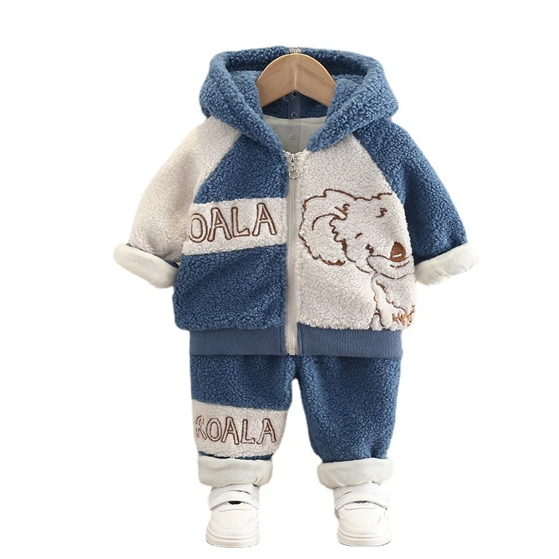 Yeni Sonbahar Toddler Pamuk Kostüm Kış Bebek Kız Karikatür Giysileri Çocuk Kalınlaşmak Ceket Pantolon 2 adet / takım Çocuk Boys Eşofman