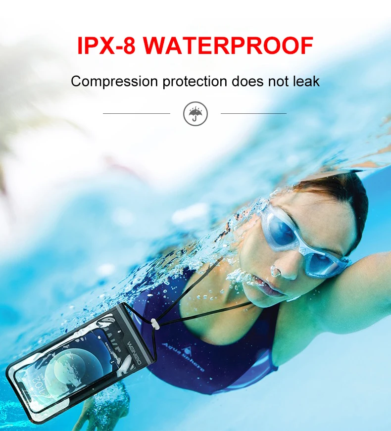 Yüzme Su Geçirmez Telefon Çanta Kılıfı iPhone 12 Pro Max 11 XS XR 6 7 8 Artı Su Geçirmez Kapak Samsung S21 Ultra Not 20