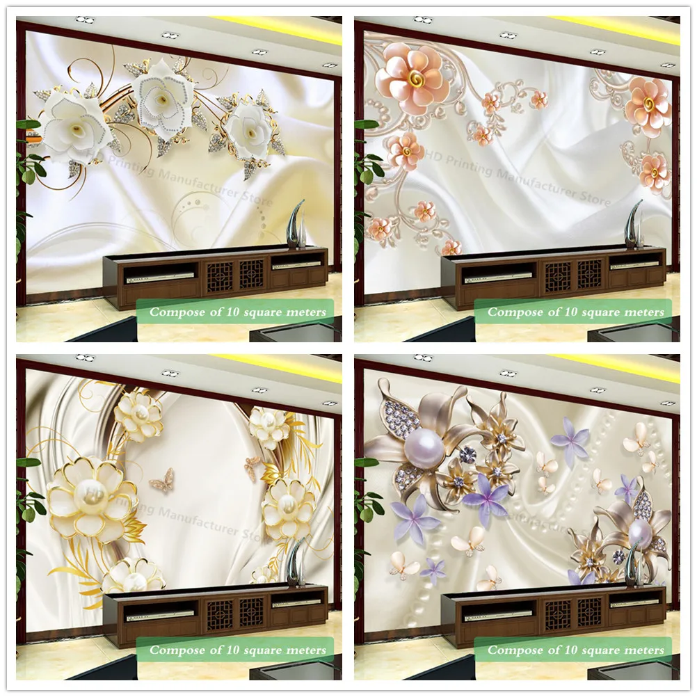 Özel Boyut 3D Duvar Kağıdı Avrupa Tarzı Kristal Çiçek Kuğu Fotoğraf duvar tablosu Oturma Odası Kanepe Otel Lüks Dekor Duvar